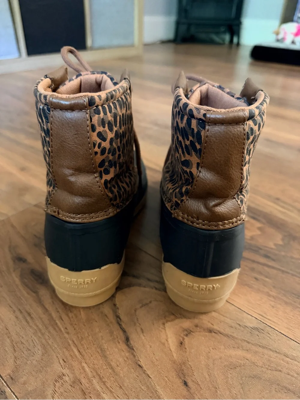 Sperry Kids Brown Leopard-Print Waterproof Duck Boots